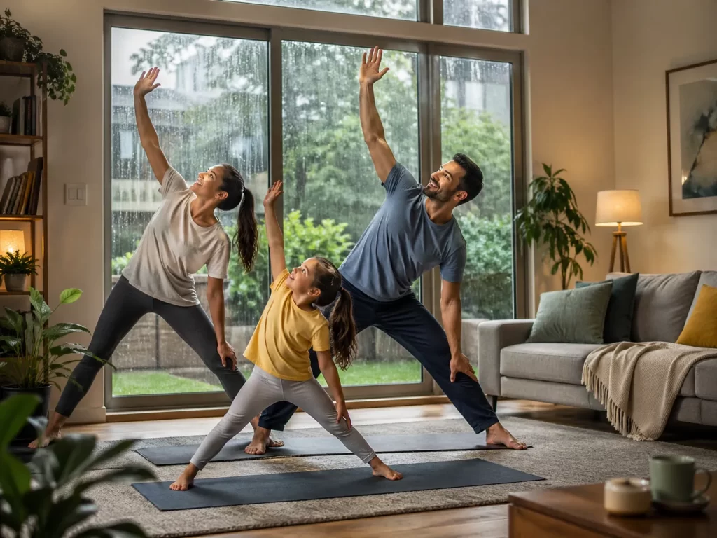 Blijf fit en energiek met eenvoudige oefeningen in huis, ook wanneer het buiten regent.